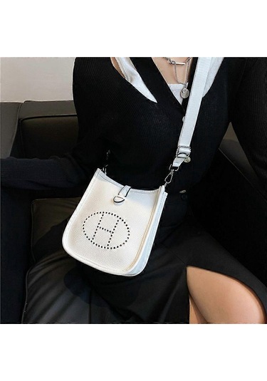 Moda Kadın Düz Renk Basit Küçük Kare Çanta Doku Tek Omuz Çapraz Askılı Pu Harf Bayan Çanta Haki Diğer