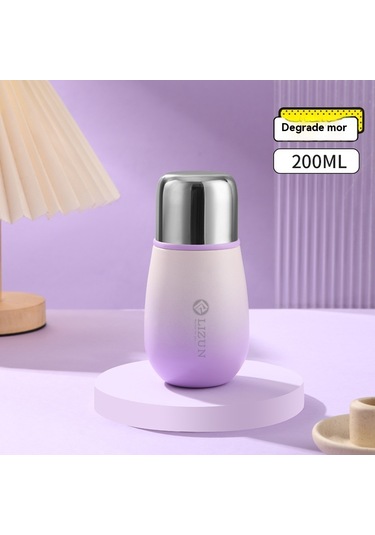 316 Paslanmaz Çelik Termos Bardak Kızlar Yüksek Yüz Değeri Yeni Cep Bardak Gradyan Bayan Öğrenci Taşınabilir Çay Bardağı Degrade Mor 200ml