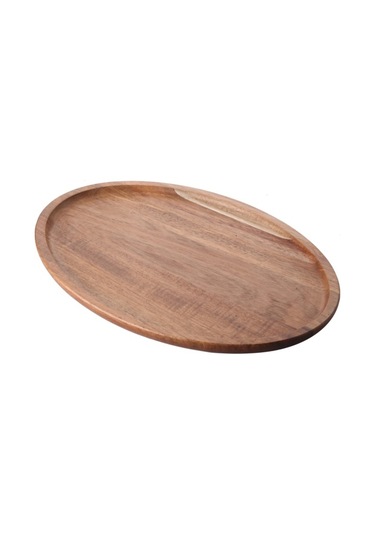 Akayev Akasya Oval Sunum Tabağı 33x23 Cm Kahverengi