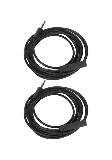Konesam 2 Adet 2m Siyah 3.5mm Trrs Kulaklık Uzatma Kablosu - Mikrofon Desteği, Stereo Ses, Aux Uyumlu Oksijenli Bakır + Tpe