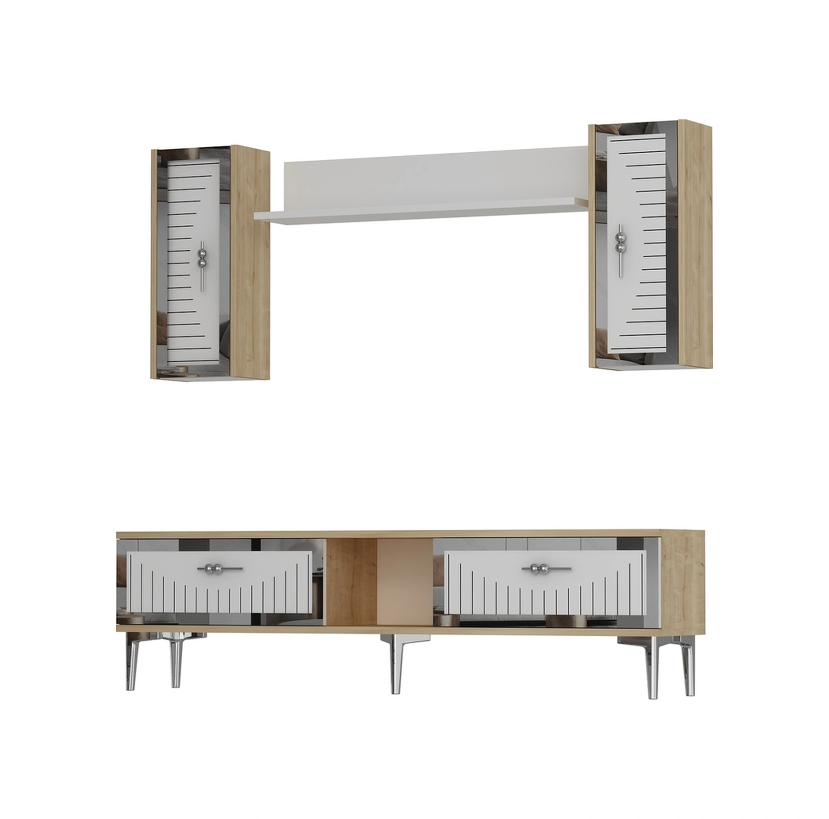 Tvr1501dbs - Tuna150 Tv Ünitesi Safirmeşe-beyaz Sılver 150cm Safirmeşe-beyaz-gümüş