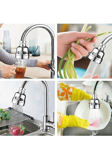 Mintev Su Tasarruflu 3 Fonksiyonlu Krom Mutfak Lavabo Başlığı 360 Derece Döner Ayarlanabilir