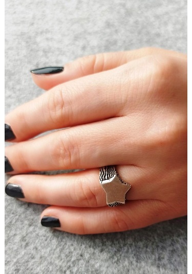 Antik Gümüş Kaplama Yıldız Şekilli El Yapımı Ayarlanabilir Unisex - 532260000 Çok Renkli