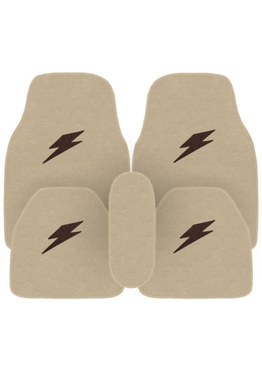 Kahverengi Şimşek Nakış Desenli 5'li Oto Halı Paspas Seti Ön Arka Uyumlu Araç Oto Halı Paspas