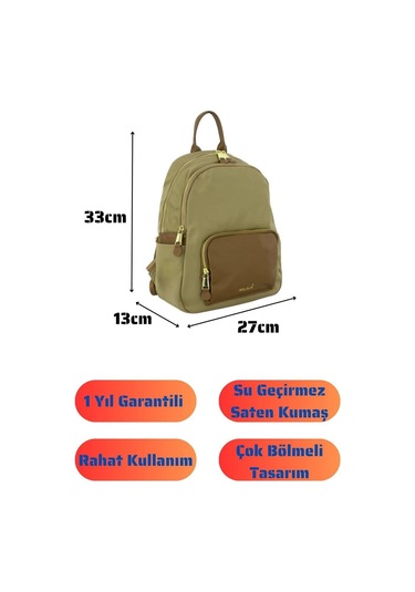 Bolsas Saten Kumaş Kadın Sırt Çanta Bej 1048 Bej