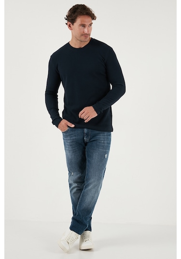 Buratti Pamuklu Bisiklet Yaka Slim Fit Basic Erkek Sweat 5905073 Lacivert