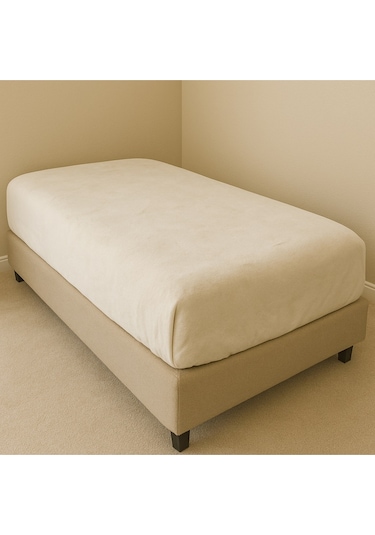 %100 Pamuk Lastikli Havlu Çarşaf Tek Kişilik 100x200 Cm+25er Cm Köşe Ve Yan Yükseklik Krem