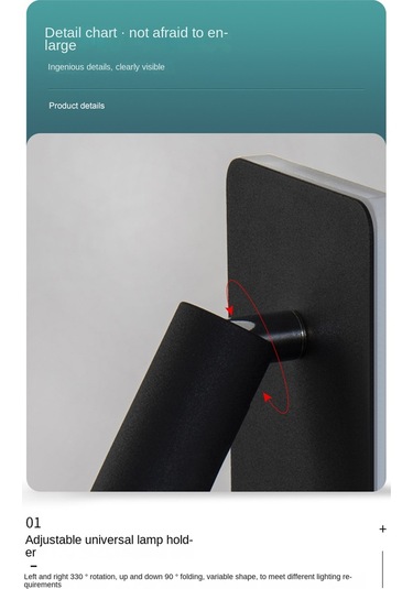 Ayarlanabilir Duvar Lambası Başucu Çalışma Odası Okuma Aplik Lambası Beyaz Beyaz