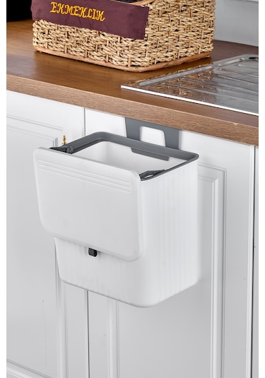 Origa 15 Lt Mutfak Tezgah Üstü Ve Dolap Askılı Çöp Kovası Beyaz