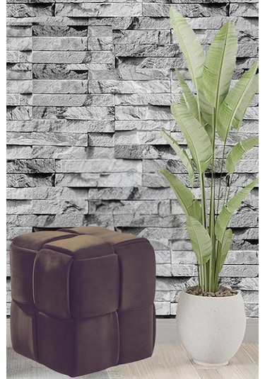 Most Spiral Kare Puf 08 Kahverengi Kadife Kumaş Evinize Teslim