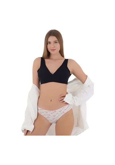 Kadınlar İçin Şıklık Ve Konforu Bir Arada Sunan Desenli Pamuklu Kurdeleli Külot Renkli Çok Renkli