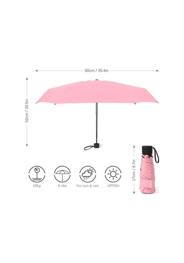 Novahub 6 Kollu Katlanır Uv Koruma Şemsiye - Pembe, Su Geçirmez, Taşınabilir, Seyahat İçin İdeal