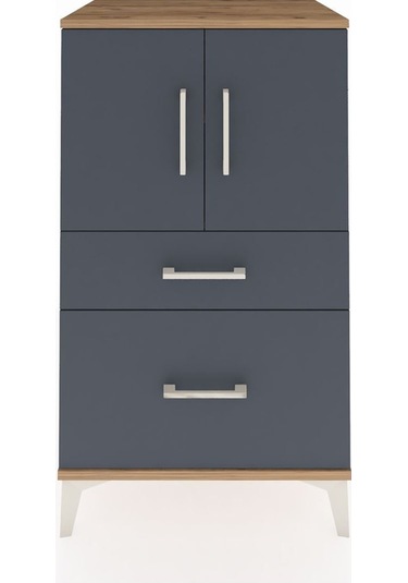 Hyperion Komodin 2 Raflı 2 Çekmeceli 2 Kapaklı 60x44x106 Çam-antrasit Atlas Çam