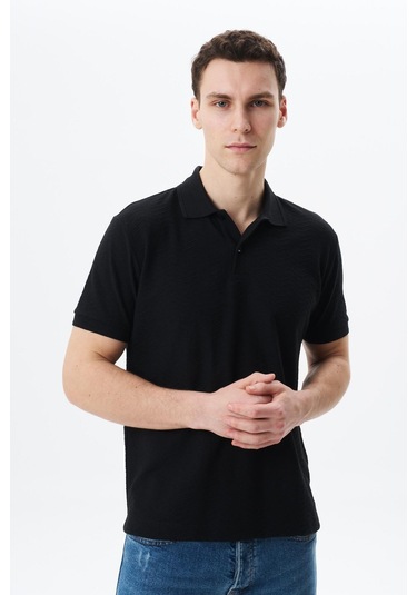 Arma Erkek Basic Regular Fit Jakarlı Süprem Polo Yaka Tişört Y29374356402 Siyah