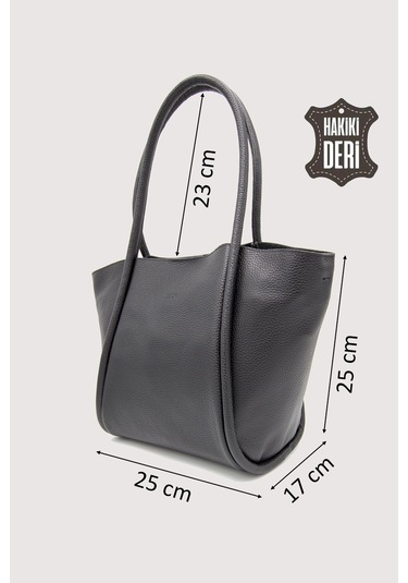 Hakiki Deri Kadın Organizerlı Omuz Çantası Siyah Smr9205 Siyah