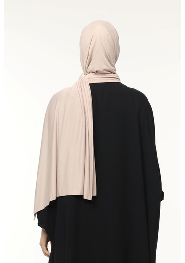 Hazır Pratik Geçmeli Lüks Düz Penye Şal Çapraz Hizalı Toz Bej