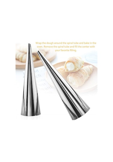 Sones 5 Adet Koni Rulo Kalıpları Paslanmaz Çelik Spiral Nozul Kruvasan Pasta Kreması Boynuz Kek Kalıbı