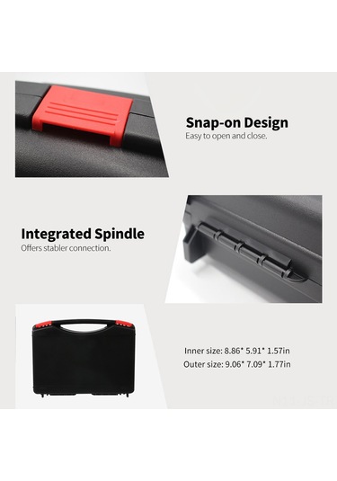 Jeemson Sert Abs Malzemeyle Yapılmış Ergonomik Kollü, Sıkma Dayanıklı, Kırılmaya Dayanıklı, Snap-on Kapaklı Siyah Çelik Araç Gereç Kutusu