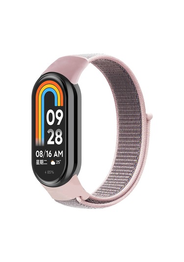 Xiaomi Mi Band 8 Zore Krd-03 Hasır Kordon-pink Sand