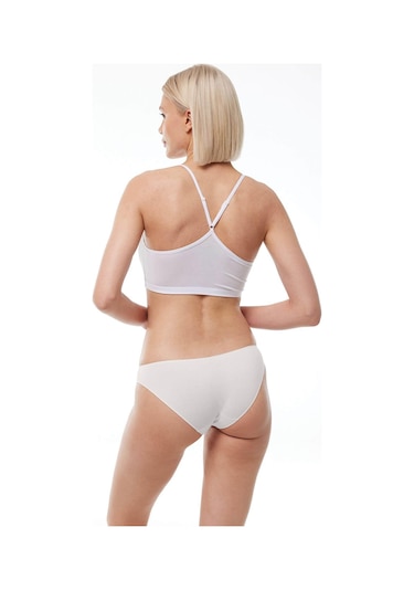 Malabadi 183 2'li Paket Kadın Modal Düşük Bel Iz Yapmayan Slip & Külot Ekru