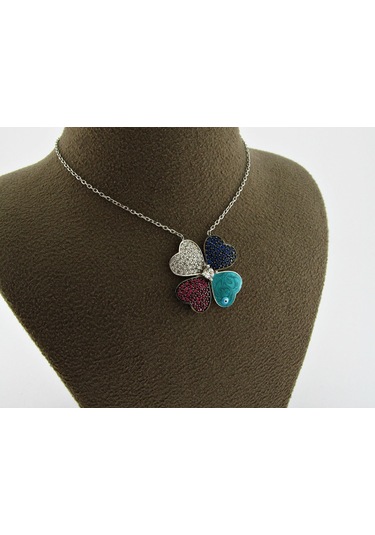 Gümüş Yonca Kolye Şans Kolyesi Sevgiliye Hediye Wsn51