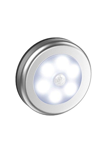 Konesam 6 Led Pır Hareket Sensörlü Gece Lambası - Kablosuz Otomatik Aç/kapat - Dolap, Koridor, Yatak Odası Işığı Gümüş, Beyaz Işık Gümüş