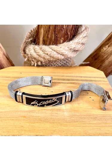 Kemal Atatürk İmzalı Silver Hafif Kordonlu Çelik Bileklik 22cm