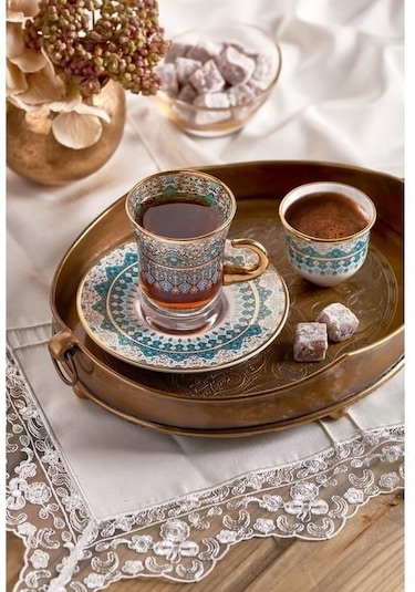 Decorıum 18 Parça Kulplu Çay-mıra Takımı Latif M04679 Mavi