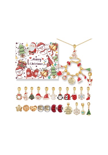 Kangvka Noel Sayım Takvimi Kutusu: Zinc Alyüminyum Dıy Bileklik Ve Kolye Seti - 22 Charm Boncuk İle Kişiselleştirilebilir