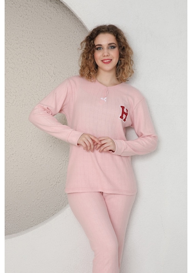 Sleeproom Fitilli Mevsimlik Kadin Pijama Takim Pudra