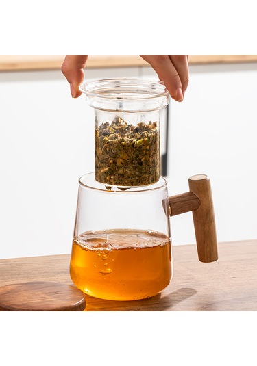 Perotti 17564 Herby Borosilikat Cam Bitki Çayı Demliği 500ml Şeffaf