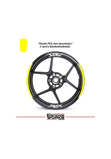 Honda Pcx Motosiklet Jant Şeridi Sticker Set Ay Modeli Sarı