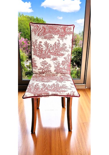 Keten Bordo Fransız Soylusu Arkalıklı Fermuarlı Sandalye Minderi Çok Renkli