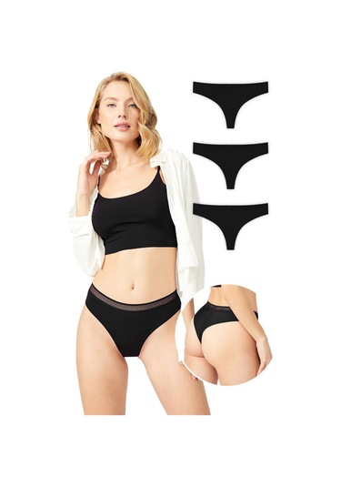 Basic Lazer Kesim File Lastikli Brezilya Külot 3'lü Paket - 4 Renkli-10 Çok Renkli