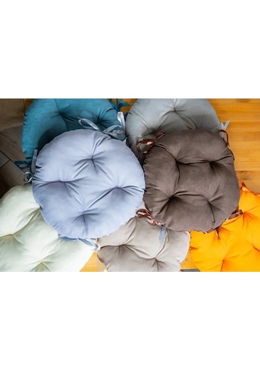 Slavıca Sandalye Minderi Yuvarlak 40x40 Cm Set 2 Adet 194172471 Sütlü