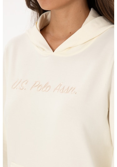 U.S. Polo Assn. Kadın Krem Kapüşonlu Sweatshırt 50313559-VR256