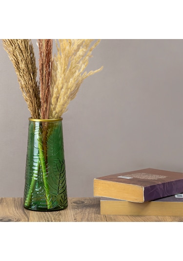 Glass In Love Yaprak Gravürlü Cam Vazo