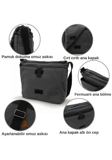 Old Cotton Cargo 7136 Gri 14 İnç Laptop Günlük Omuz Okul Çantası Grı