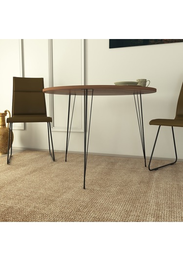 Pasific Home Sandalf Metal Ayaklı Yuvarlak Mutfak Masası Ceviz