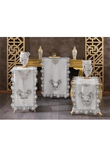 Katre Keten 5 Parça Salon Takımı Gri Gri