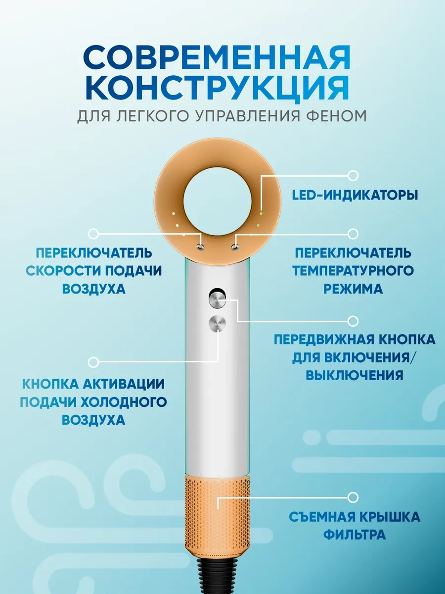 Welleya Profesyonel Küçük Saç Kurutma Makinesi, 5'i 1 Arada Aksesuarlı 360536797