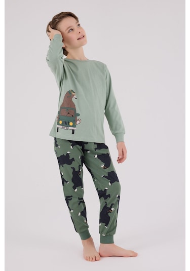 Rolypoly Erkek Çocuk Yeşil Pijama Takımı 5274-48632 Yeşil