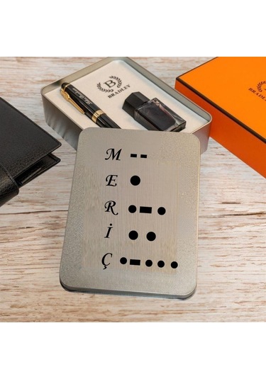 Kişiye Özel Mors Alfabesi Tasarım Kutulu Siyah Gold Dolma Kalem Hediye Siyah