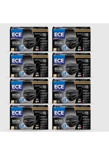 Ece Full Ultrasonik Meltblownlu Maske 50'li 400 Adet Siyah