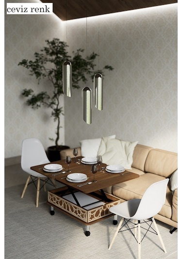 Lisa Desenli Akıllı Sehpa Tekerli Çekmeceli, Sihirli Sehpa