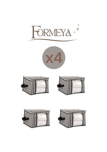 Formeya Lüks Pencereli Kazak-pike-battaniye Hurcu 40x40x30 Cm 4 Adet Siyah