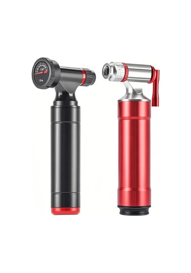 Yaozixa Bisiklet Co2 Enflasyon Aleti Siyah Gaz Şişesi Yok - Presta Ve Schrader Valf Uyumlu, Basınç Göstergeli, Hızlı Şişirme, Taşınabilir Alüminyum