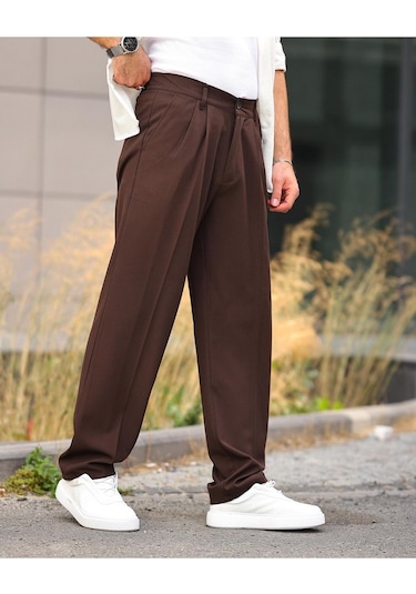 Baggy Kumaş Pantolon Kahverengi
