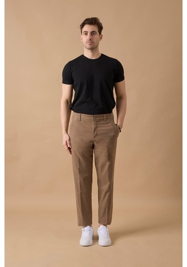 Braccas Erkek Beli Lastikli Vizon Chino Pantolon Vizon