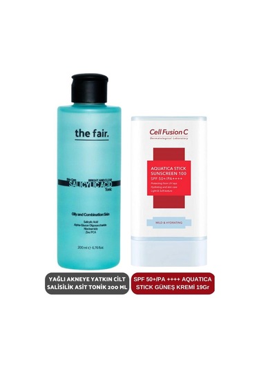The Fair Yağlı Akneye Yatkın Cilt Salisilik Asit Tonik SPF50+ 200 ML + Aquatica Stick Güneş Kremi